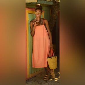 Anthropologie Self Contrast Bare Sleeveless Barrel Midi Dress